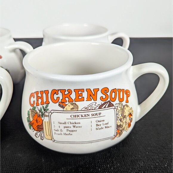 Vintage Recipe Soup Mug set of 4 (Tomato, Mushroom, Onion and Chicken Soup) - Picture 3 of 7